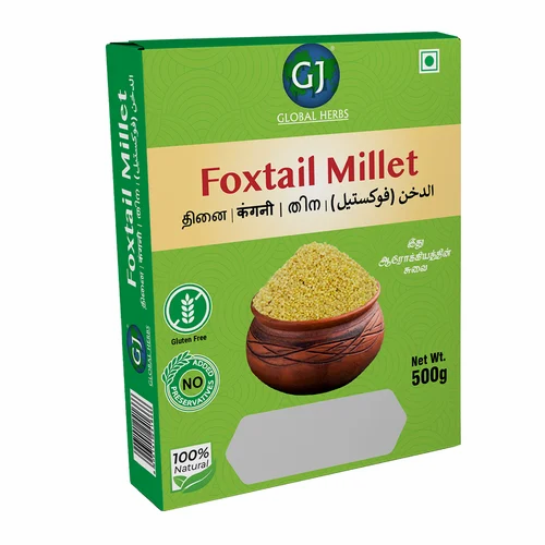 Packet Yellow GJ Foxtail millet grain, Thinai arisi, 500 g, Gluten Free