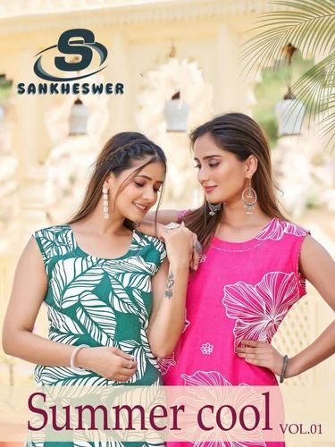 SANKHESWER IMPEX SUMMER COOL VOL 1 FANCY A LINE STYLE KURTI WITH BOTTOM PAIR