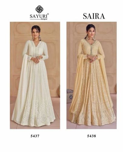Georgette White sayuri designer saira readymade occasion wear long salwar kameez
