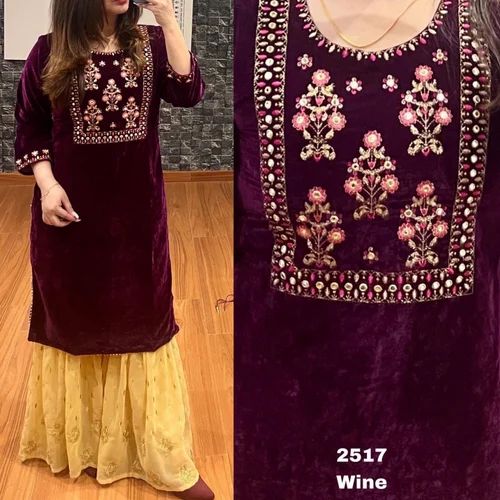 Ladies Velvet Kurti, Wash Care: Machine wash