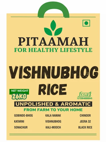 White Vishnu Bhog Rice 26kg, Uttar Pradesh, PP Bag