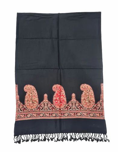 Black Woven Embroidered Viscose Stoles