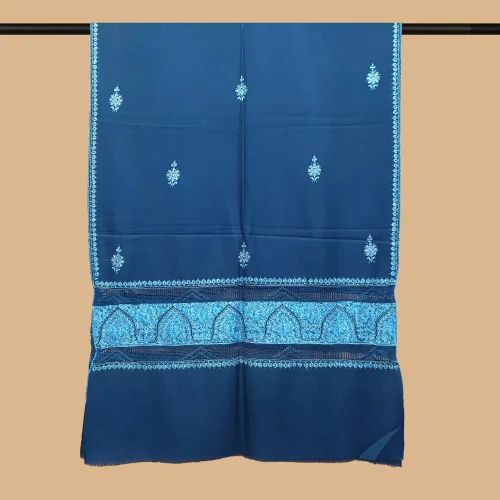 Embroidered Assorted Pure Pashmina Sozni Work Border Stole, Size (Inches): 28X80