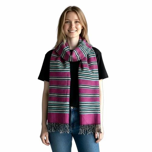 Multicolor Stripes Viscose Stoles for Womens