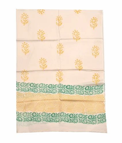 Beige Hand Block Printed Cotton Stole