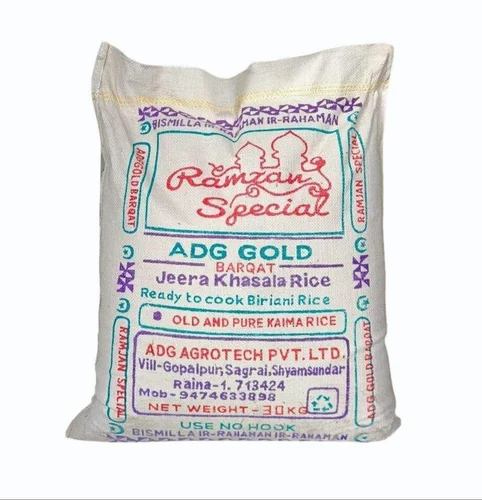 30kg ADG Gold Barqat Ramzan Special Jeerakasala Rice, Packaging Type: PP Bag