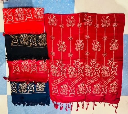 Printed Red discharge satin Ladies Stole