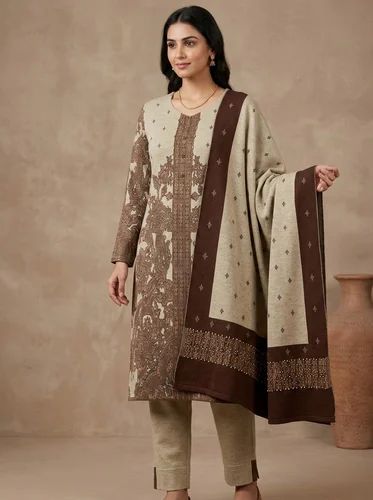 Casual Wear Printed Winter Kurtis, 3-Piece Set, Polyester Viscose Lycra Blend