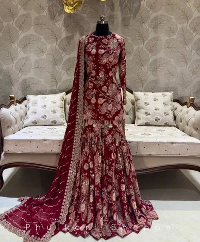 Printed Readymade Designer Sharara Set, Cotton