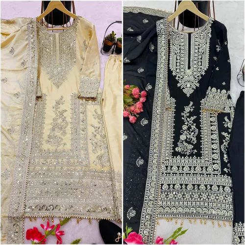Black Pakistani Sequence Suit, Stitched