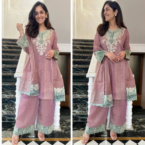 NEW DESISIGNER PARTY WEAR TOP AND PANT WITH FANCY DUPPATA AND EMBROIDERY WORK
