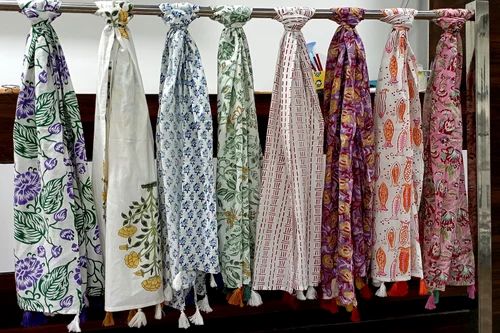 Block Printed Cotton Ladies Stole