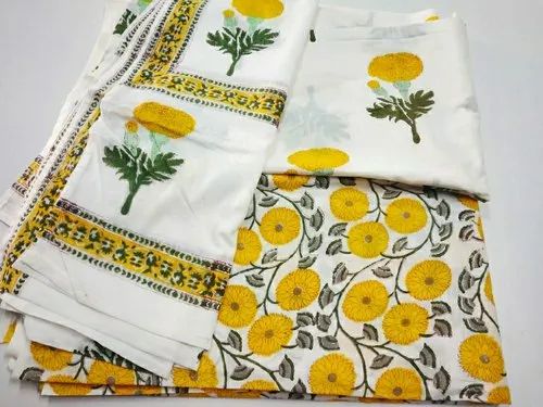 Cotton Jaipuri Block Printed Suits Set, Unstitched