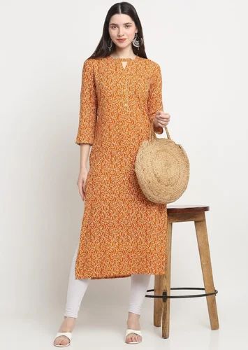 Multicolor Reyon Self Printed Kurti