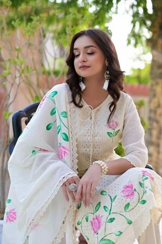 Party Wear Cotton Kurti Pant Dupatta Set