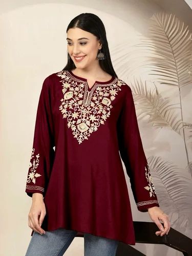 Running Days Wear Embroidery Work Full Sleeve Pattern Fancy Kurti For Women& Girls Wear