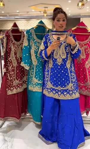 Perfect For Wedding& Party Wear Heavy Chinon Silk Fabric Traditional Salwar Suit