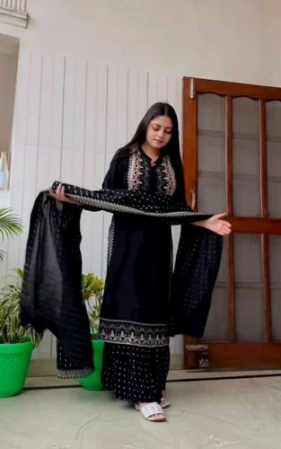Faux Georgette With Heavy Top And Sharara Plazzo