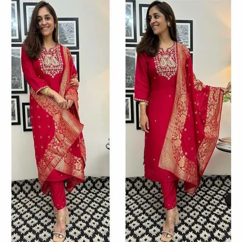 Evergreen Look Digital Print With Fancy Embroidery Work Long Traditional Kurti Set