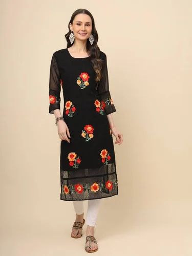 Georgette Lucknowi Kurtis, Size: XL