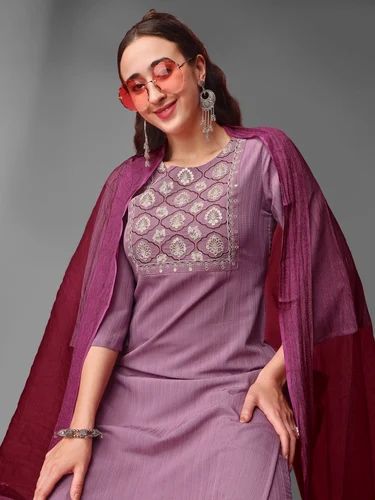 Silk Embroidered Ladies Readymade Suit