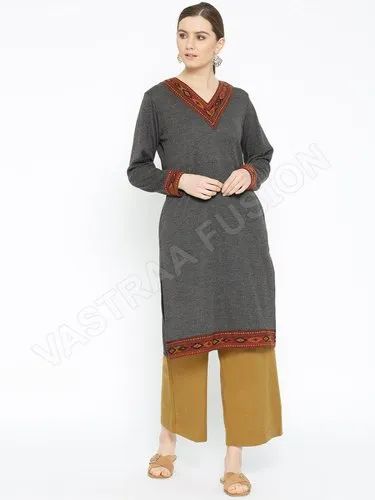 Womens Regular Wear Woolen Kullu Kurti - Available in Multiple Colors