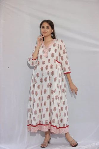 Cotton Kurti Cotton Anarkali Dress, Size: XL