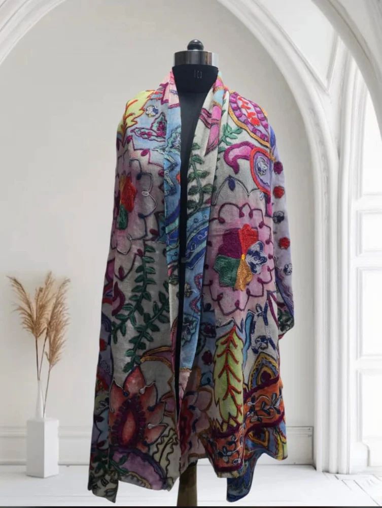 Wool Digital Embroidery Stole