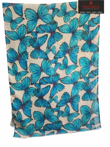 Multicolor Printed 160 GSM Wool Digital Print Stole