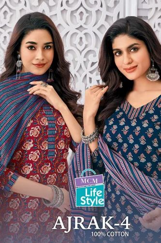 MCM AJRAK VOL-4 KURTI COTTON PRINTED READYMADE SUIT