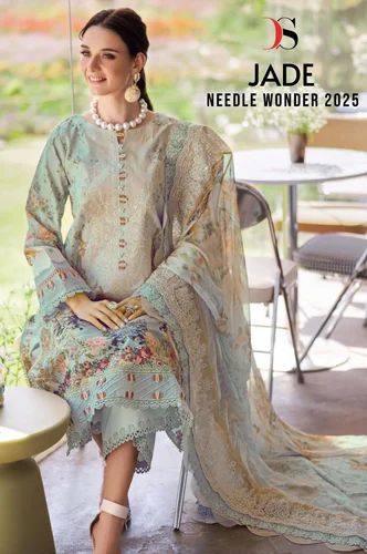 DEEPSY SUITS JADE NIDDLE WONDER 25 PURE COTTON WITH HEAVY EMBROIDERY DRESS MATERIAL