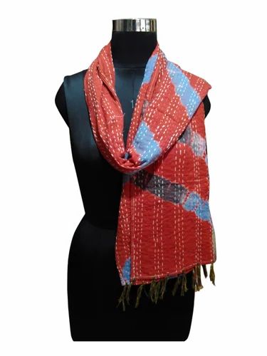 Multicolor Printed Women Cotton Kantha Scarf