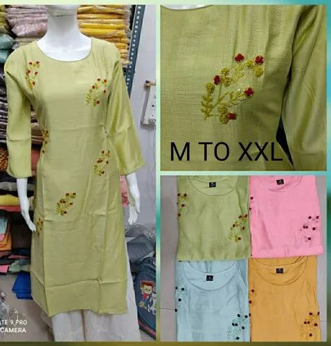 Party Wear Ladies Silk Kurtis, Set Type: Kurti Only