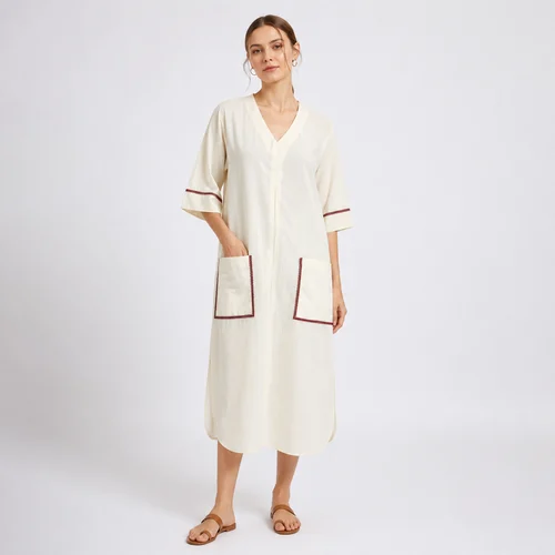 Lace Work Ivory Ease Cotton Pocket Kurti